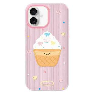 For iPhone 16 Plus Skin Feeling Jelly TPU Hybrid PC Phone Case(Ice Cream Polka Dot Pink)