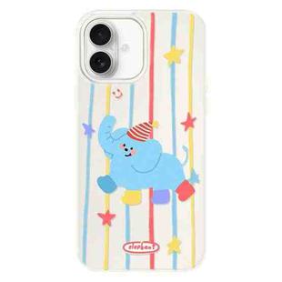 For iPhone 16 Plus Skin Feeling Jelly TPU Hybrid PC Phone Case(Elephant Wearing Socks White)