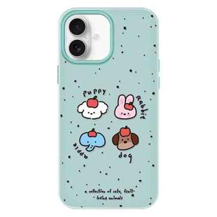 For iPhone 16 Plus Skin Feeling Jelly TPU Hybrid PC Phone Case(Fruit Challenge Green)