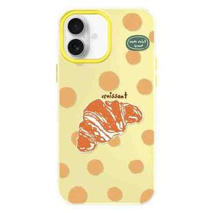 For iPhone 16 Plus Skin Feeling Jelly TPU Hybrid PC Phone Case(Polka Dot Croissant Yellow)