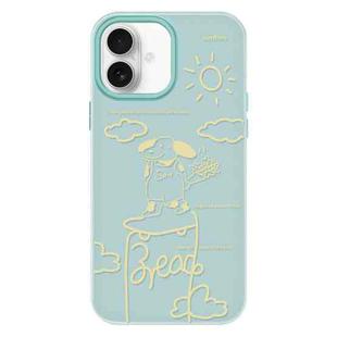 For iPhone 16 Plus Skin Feeling Jelly TPU Hybrid PC Phone Case(Rose Puppy Light Green)