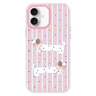 For iPhone 16 Plus Skin Feeling Jelly TPU Hybrid PC Phone Case(Line Puppy Yellow)