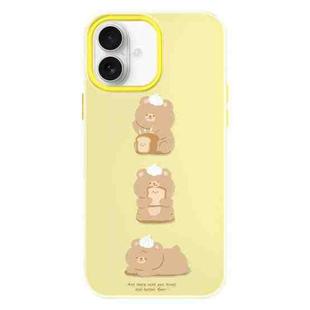 For iPhone 16 Skin Feeling Jelly TPU Hybrid PC Phone Case(Bread Bear Yellow)