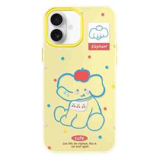 For iPhone 16 Skin Feeling Jelly TPU Hybrid PC Phone Case(Apple Elephant Yellow)