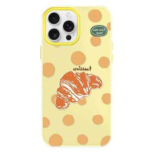 For iPhone 15 Pro Skin Feeling Jelly TPU Hybrid PC Phone Case(Polka Dot Croissant Yellow)