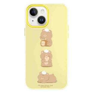 For iPhone 15 Skin Feeling Jelly TPU Hybrid PC Phone Case(Bread Bear Yellow)