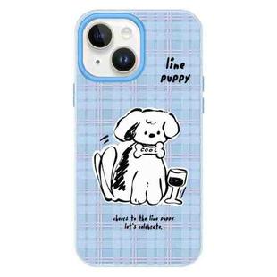 For iPhone 15 Skin Feeling Jelly TPU Hybrid PC Phone Case(Puppy Blue)