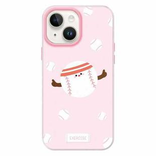 For iPhone 14 Plus Skin Feeling Jelly TPU Hybrid PC Phone Case(Sports Baseball Pink)