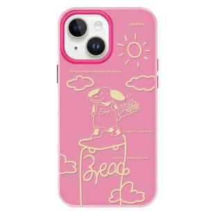 For iPhone 14 Plus Skin Feeling Jelly TPU Hybrid PC Phone Case(Rose Puppy Rose Red)