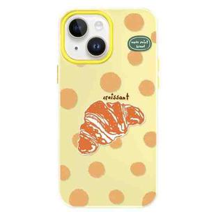 For iPhone 14 Skin Feeling Jelly TPU Hybrid PC Phone Case(Polka Dot Croissant Yellow)