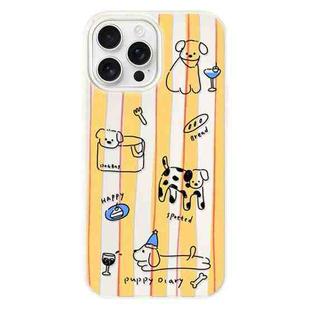 For iPhone 14 Pro Skin Feeling Jelly TPU Hybrid PC Phone Case(Two-color Line Dog White)