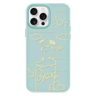 For iPhone 14 Pro Skin Feeling Jelly TPU Hybrid PC Phone Case(Rose Puppy Light Green)