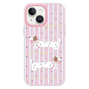 For iPhone 13 Skin Feeling Jelly TPU Hybrid PC Phone Case(Line Puppy Yellow)