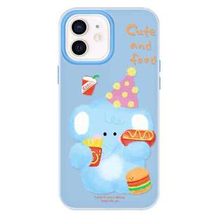 For iPhone 12 Skin Feeling Jelly TPU Hybrid PC Phone Case(Elephant Burger Blue)