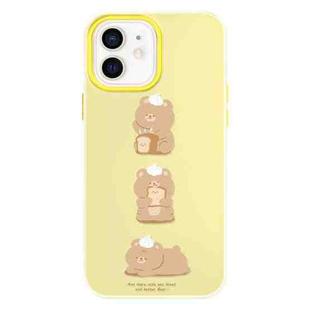 For iPhone 12 Skin Feeling Jelly TPU Hybrid PC Phone Case(Bread Bear Yellow)