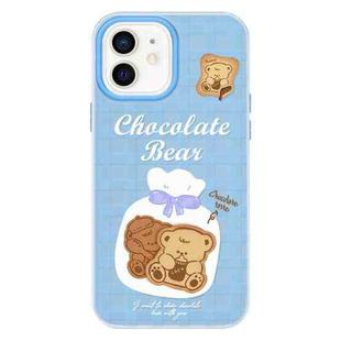 For iPhone 12 Skin Feeling Jelly TPU Hybrid PC Phone Case(Biscuit Bear Blue)