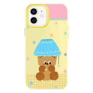 For iPhone 12 Skin Feeling Jelly TPU Hybrid PC Phone Case(Bear Table Lamp Yellow)