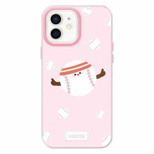 For iPhone 12 Skin Feeling Jelly TPU Hybrid PC Phone Case(Sports Baseball Pink)