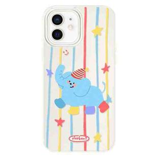 For iPhone 12 Skin Feeling Jelly TPU Hybrid PC Phone Case(Elephant Wearing Socks White)