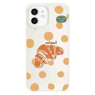 For iPhone 12 Skin Feeling Jelly TPU Hybrid PC Phone Case(Polka Dot Croissant White)