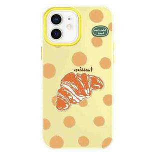 For iPhone 12 Skin Feeling Jelly TPU Hybrid PC Phone Case(Polka Dot Croissant Yellow)