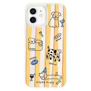 For iPhone 11 Skin Feeling Jelly TPU Hybrid PC Phone Case(Two-color Line Dog White)