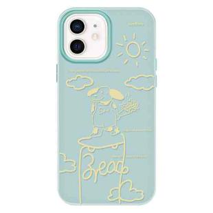 For iPhone 11 Skin Feeling Jelly TPU Hybrid PC Phone Case(Rose Puppy Light Green)