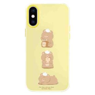 For iPhone X / XS Skin Feeling Jelly TPU Hybrid PC Phone Case(Bread Bear Yellow)