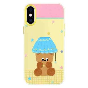 For iPhone X / XS Skin Feeling Jelly TPU Hybrid PC Phone Case(Bear Table Lamp Yellow)