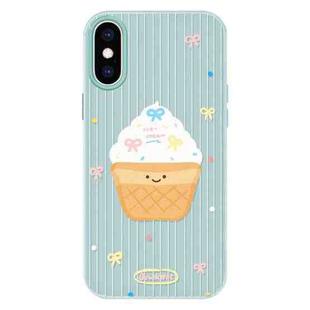 For iPhone X / XS Skin Feeling Jelly TPU Hybrid PC Phone Case(Ice Cream Polka Dot Light Green)