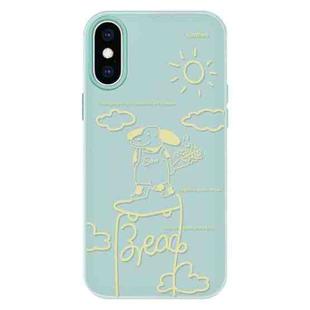 For iPhone X / XS Skin Feeling Jelly TPU Hybrid PC Phone Case(Rose Puppy Light Green)