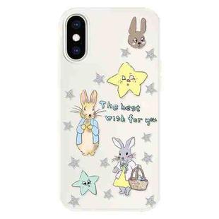 For iPhone X / XS Skin Feeling Jelly TPU Hybrid PC Phone Case(Star Rabbit Beige)