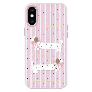 For iPhone X / XS Skin Feeling Jelly TPU Hybrid PC Phone Case(Line Puppy Yellow)