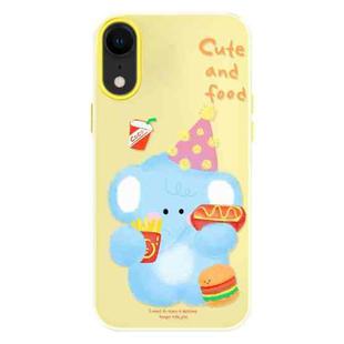 For iPhone XR Skin Feeling Jelly TPU Hybrid PC Phone Case(Elephant Burger Yellow)