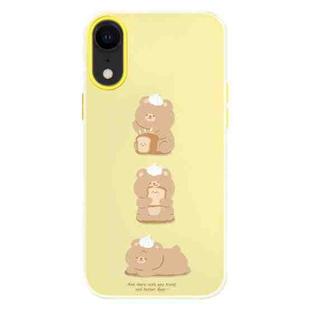 For iPhone XR Skin Feeling Jelly TPU Hybrid PC Phone Case(Bread Bear Yellow)