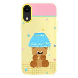 For iPhone XR Skin Feeling Jelly TPU Hybrid PC Phone Case(Bear Table Lamp Yellow)