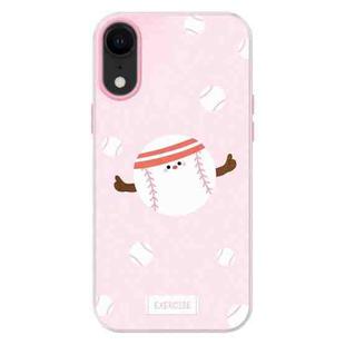 For iPhone XR Skin Feeling Jelly TPU Hybrid PC Phone Case(Sports Baseball Pink)