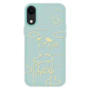 For iPhone XR Skin Feeling Jelly TPU Hybrid PC Phone Case(Rose Puppy Light Green)