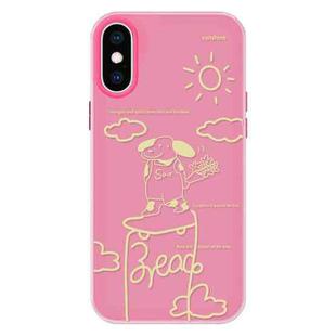 For iPhone XS Max Skin Feeling Jelly TPU Hybrid PC Phone Case(Rose Puppy Rose Red)