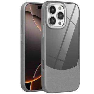 For iPhone 16 Pro Litchi Texture TPU Hybrid Acrylic Phone Case(Grey)