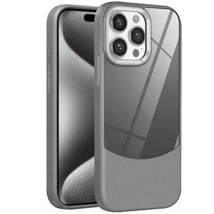 For iPhone 15 Pro Max Litchi Texture TPU Hybrid Acrylic Phone Case(Grey)