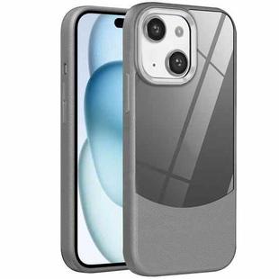 For iPhone 15 Plus Litchi Texture TPU Hybrid Acrylic Phone Case(Grey)