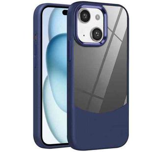 For iPhone 15 Plus Litchi Texture TPU Hybrid Acrylic Phone Case(Blue)