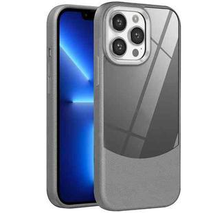 For iPhone 13 Pro Litchi Texture TPU Hybrid Acrylic Phone Case(Grey)