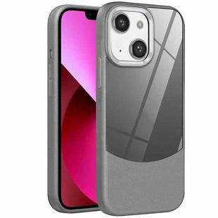 For iPhone 13 Litchi Texture TPU Hybrid Acrylic Phone Case(Grey)