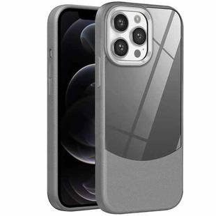 For iPhone 12 Pro Litchi Texture TPU Hybrid Acrylic Phone Case(Grey)