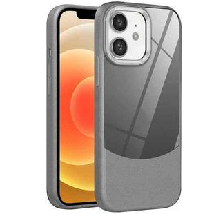 For iPhone 12 Litchi Texture TPU Hybrid Acrylic Phone Case(Grey)