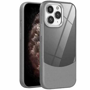 For iPhone 11 Pro Max Litchi Texture TPU Hybrid Acrylic Phone Case(Grey)