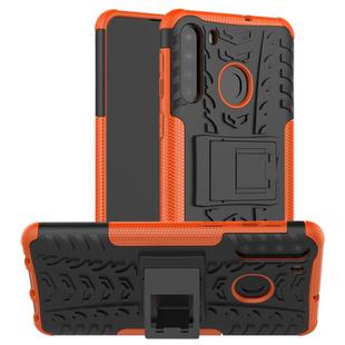 For Samsung Galaxy A21 (EU Version) Tire Texture Shockproof TPU+PC Protective Case with Holder(Orange)