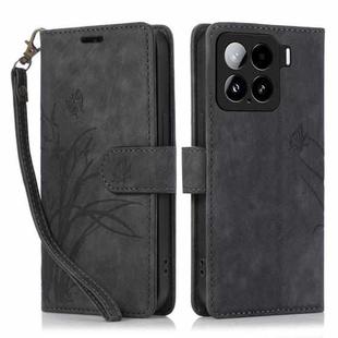 For Xiaomi 15 Orchid Butterfly Embossed Leather Phone Case(Black)